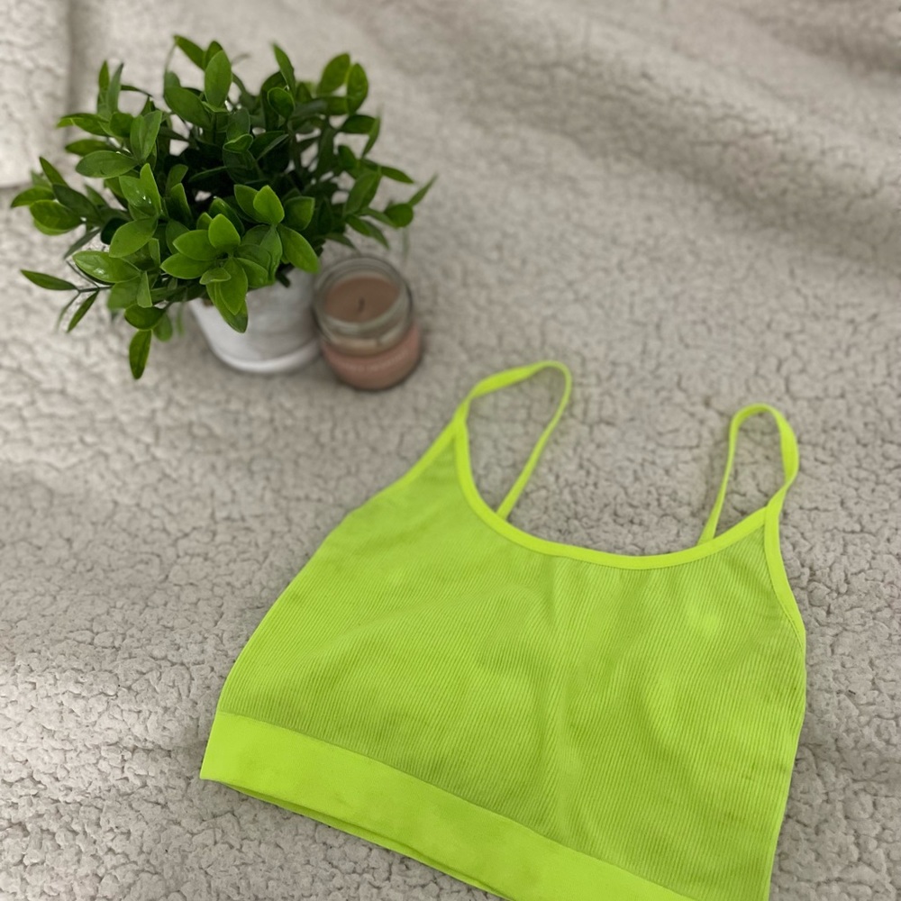 Bershka S neon yellow cropped tank